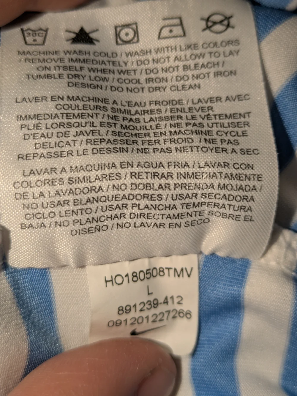 Nike Men’s Sky Blue & White Striped Polo Shirt Size Large